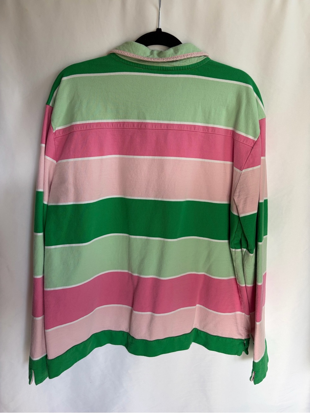 crown and ivy Pink Green Striped Rugy Polo Shirt Women Size XL - Picture 5 of 6
